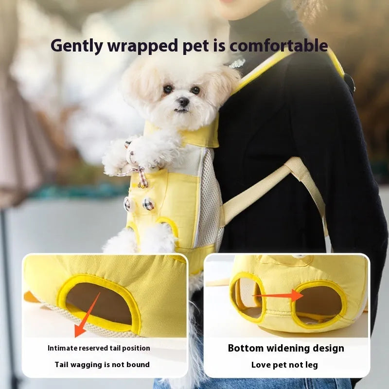 Cartoon animal pattern pet carrier bag with canvas construction in multiple colour stitching options