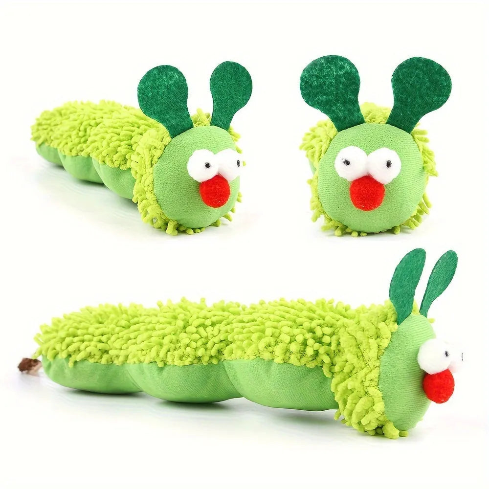 Green interactive plush cat toy pillow measuring 24cm long for sports-themed feline play