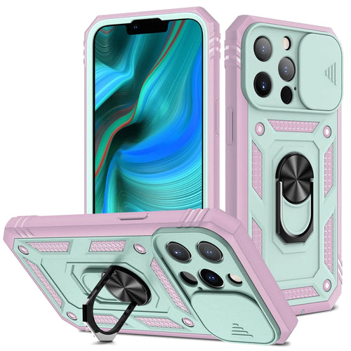 Apple magnetic phone case with sliding window bracket in multiple colour options
