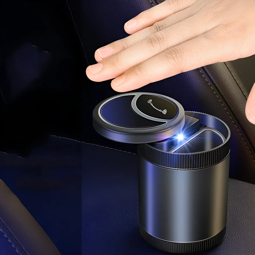 Automatic sensing ashtray with USB port in grey colour for vehicle mounting