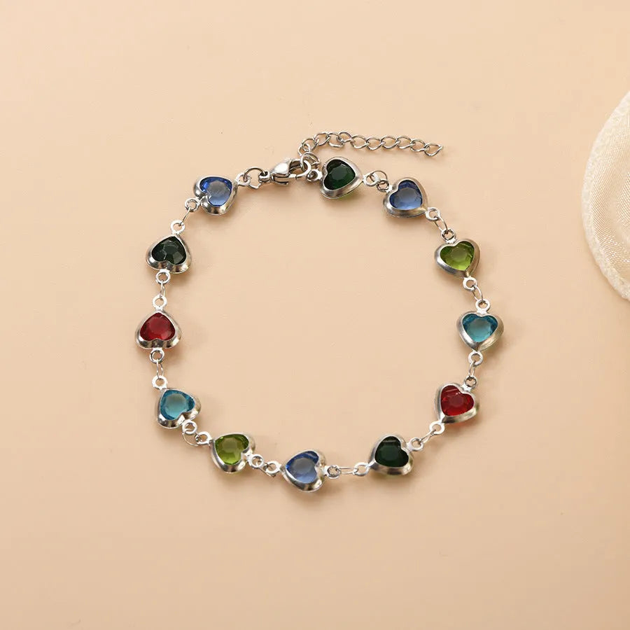 Devil's Eye Creative Heart Bracelet in stainless steel with geometric design and multiple colour options