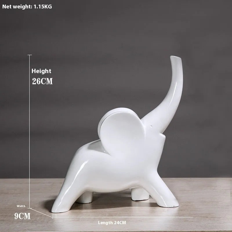 Modern resin and plastic elephant ornament in rose gold or white colour, available in large, small, or pair sizes.