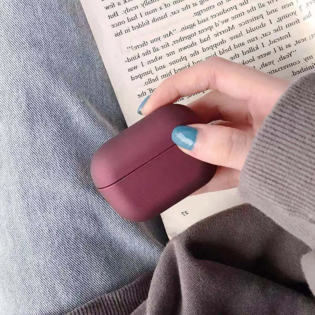 Plastic protective case for Apple AirPods Pro in various colours including red and mint green.