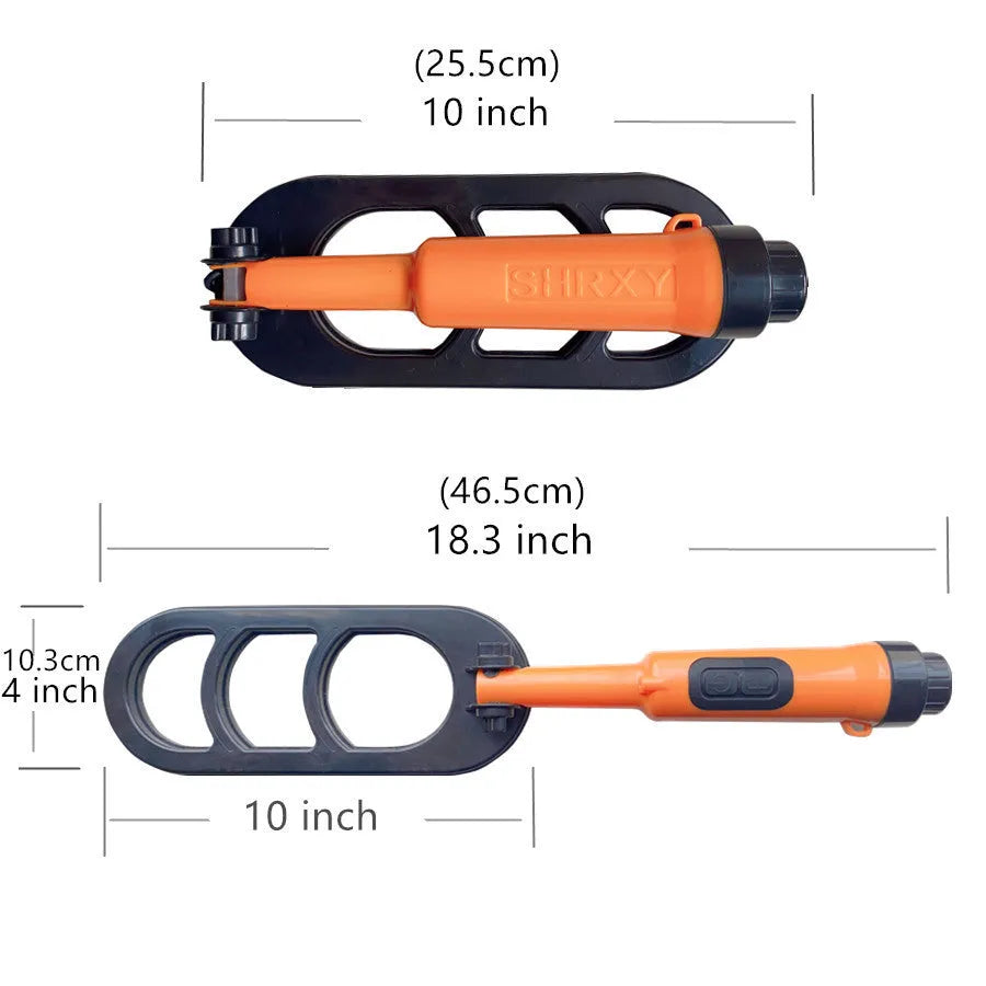 SHRXY Diving Q20 waterproof metal detector folded with retractable handle in black and orange