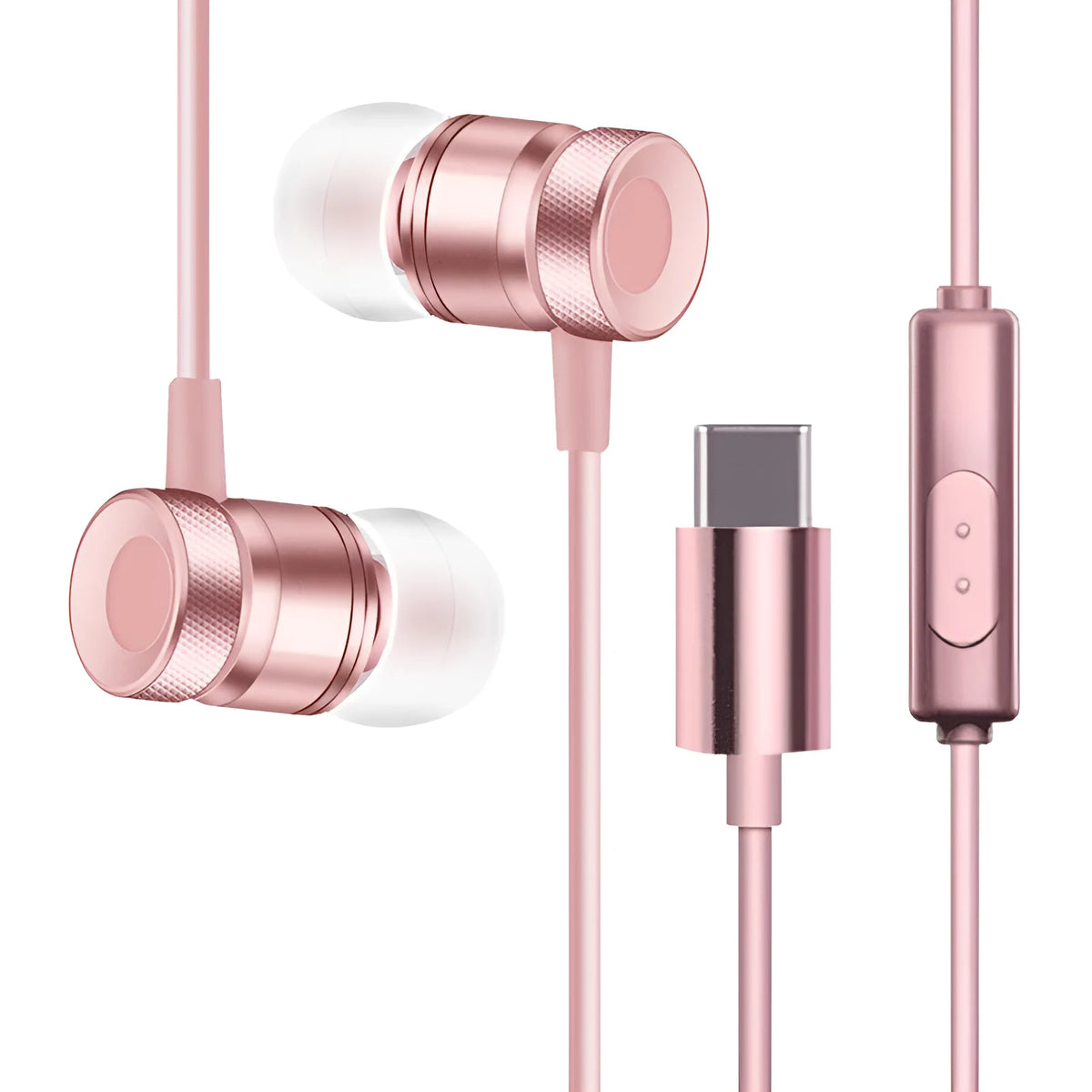 In-ear music video headphones with TPE construction, 32 ohm impedance and 10 mm horn diameter in black, gold, pink or silver