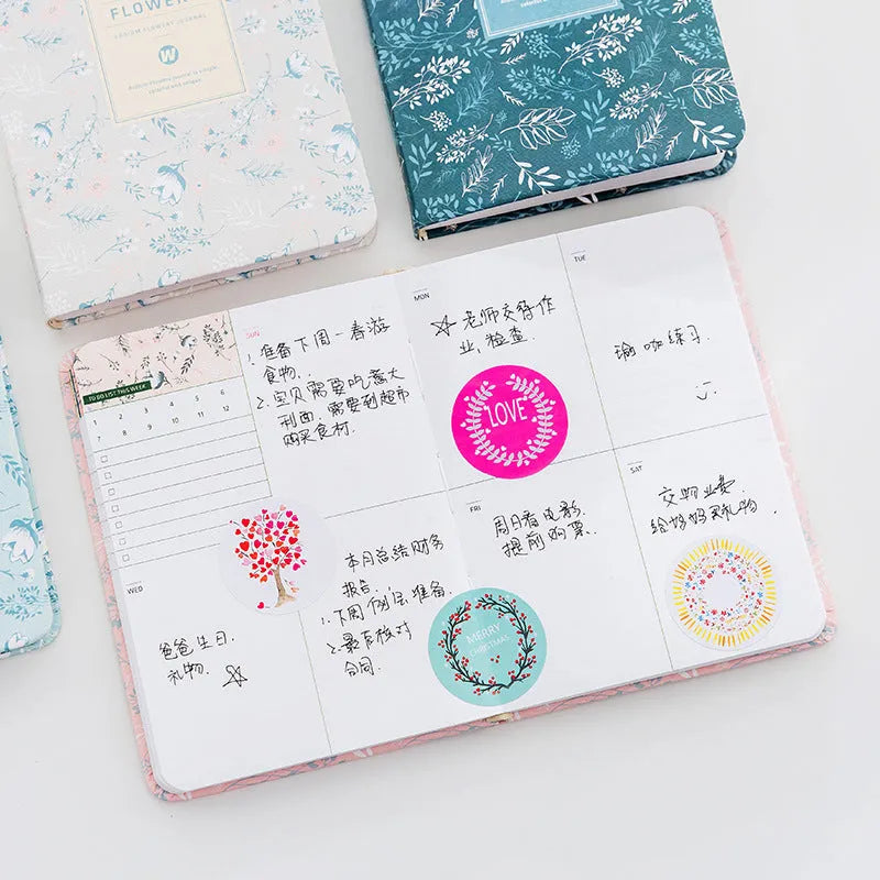 Paper pocket diary with high-grade artificial leather cover in pink, blue, gray, and green, 11cm by 14.5cm size