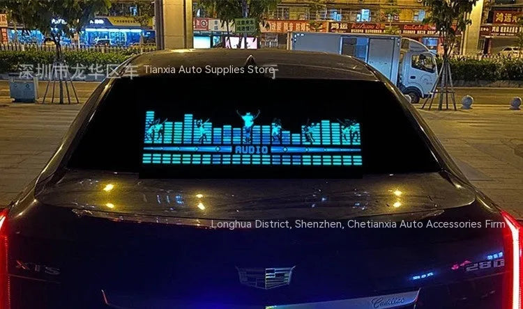 90x25cm voice controlled car rhythm lamp with electroluminescent panel showing music synchronised lighting