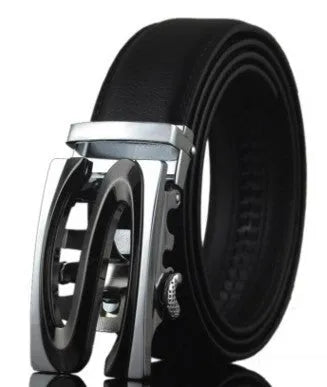 Men's automatic buckle leather belt in cowhide with 3.5cm width