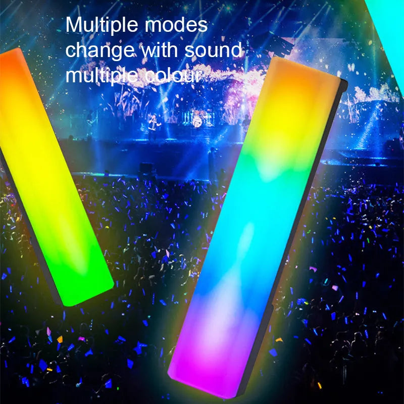 Black and white 3D RGB music voice-activated table-top ambiance lamp with USB cable