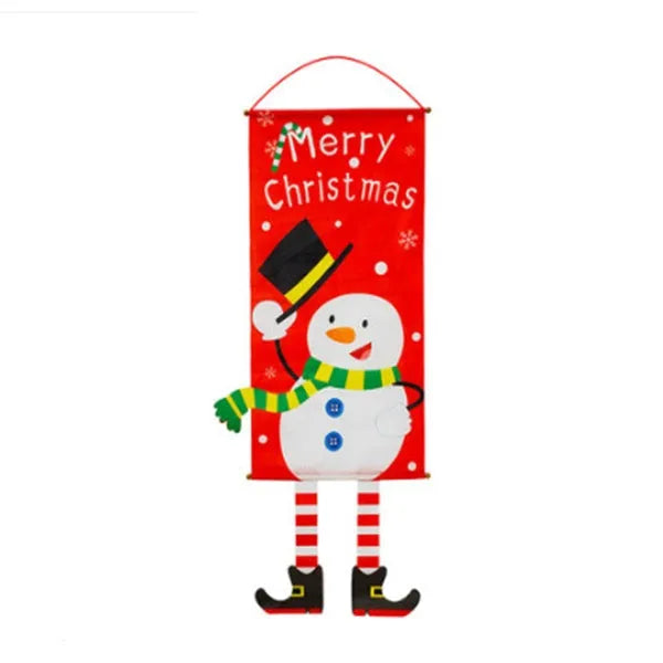 Christmas cloth poster featuring Santa Claus design, measuring 115x40cm, for window decoration