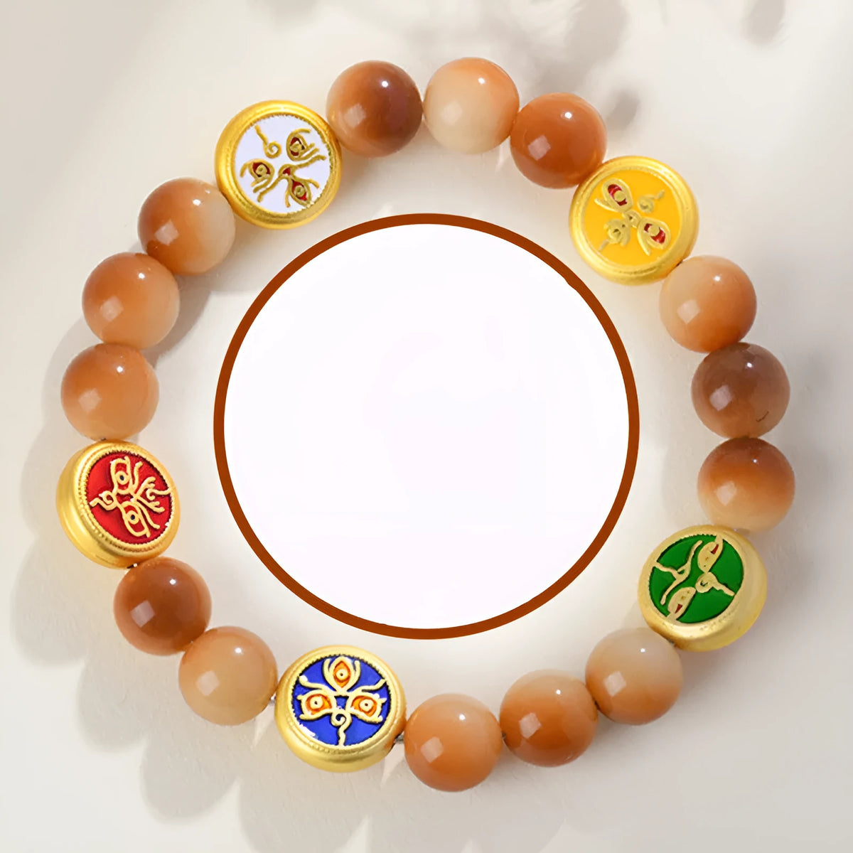 Handmade Bodhi seed bracelet in five directions, yellow round geometric beads, 14 to 17 inches, national style for women