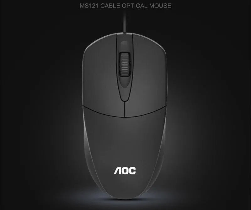 AOC-MS121 wired USB photoelectric mouse in black colour for desktop and laptop computers