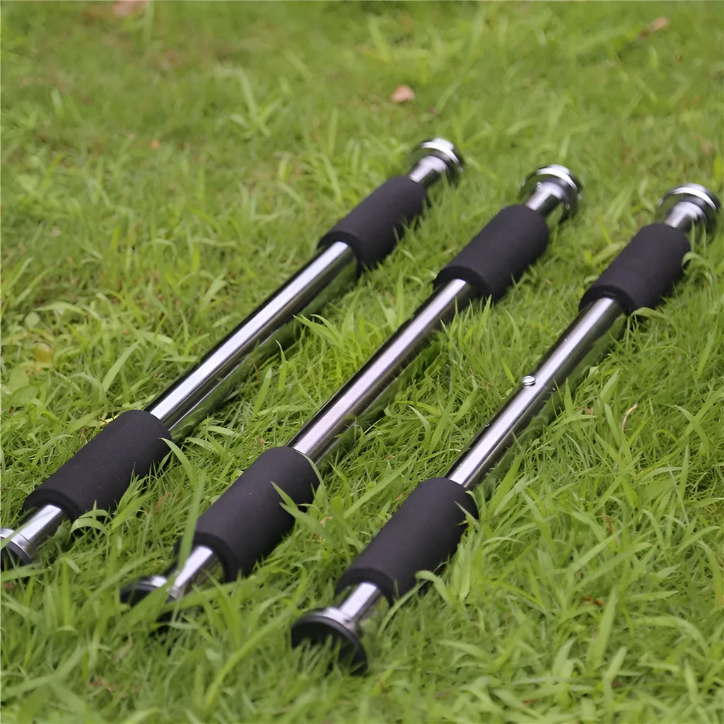 Adjustable steel pull-up bar extended for door frame mounting