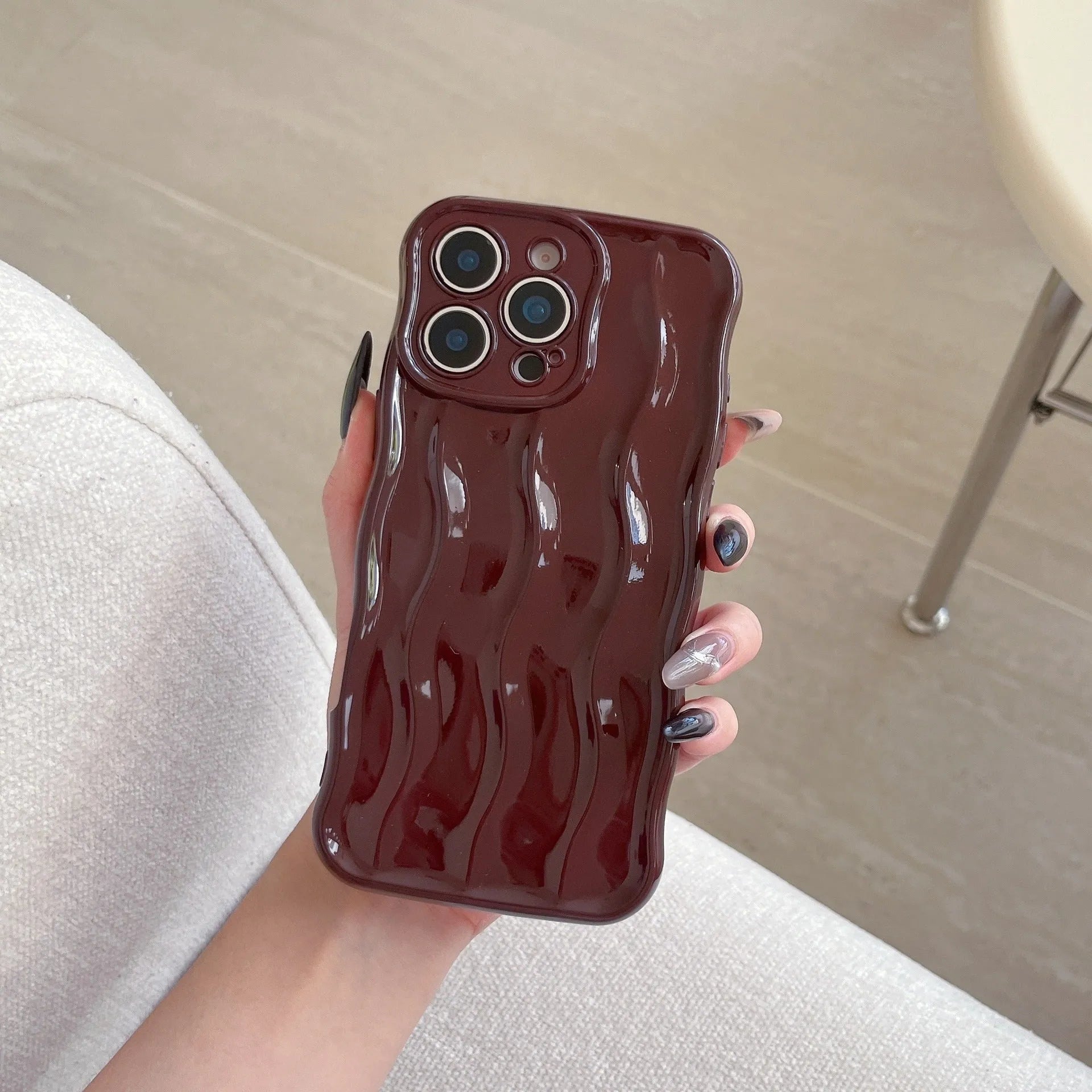 Electroplating three-dimensional wave stripe TPU phone case for iPhone 17 series in multiple colour options