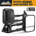 Black plastic foldable rearview mirrors for Toyota Land Cruiser 100 series 1998-2007 models