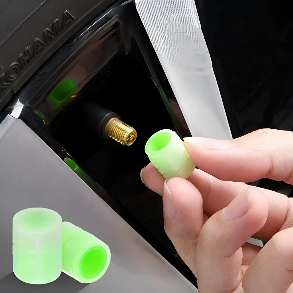 Rubber luminous car valve caps with 16mm length and universal vehicle fit
