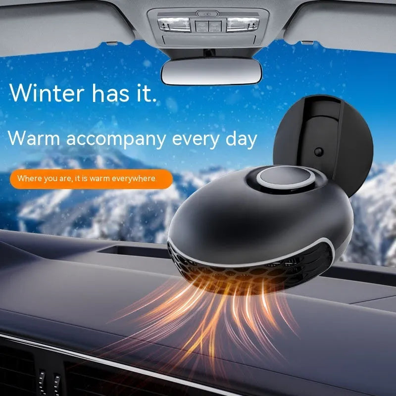 Black ABS plastic car warm air blower heater with long power cable for 12V and 24V vehicles