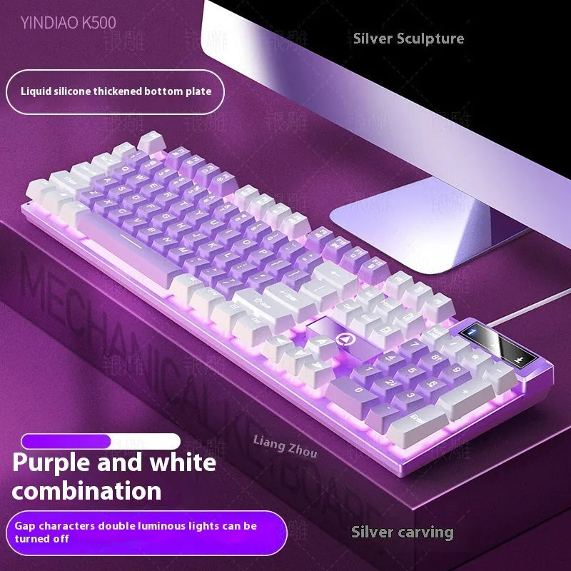 K500 wired gaming keyboard with luminous colour-matching backlight, ABS body, 435 x 130 x 25 mm, black grey mixed light