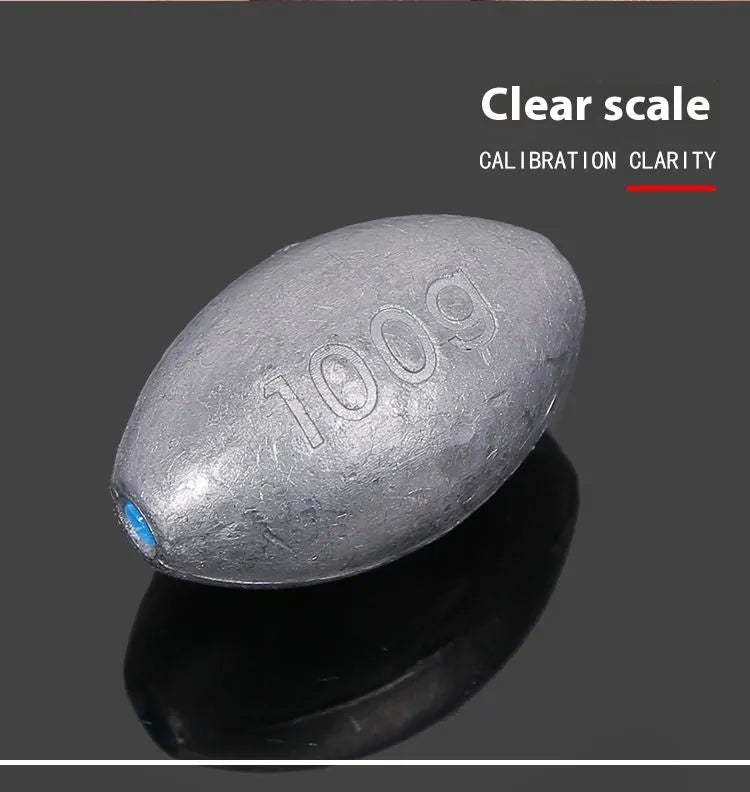 Scale pattern tongxin olive lead fishing sinker with plastic core in rugby shape.