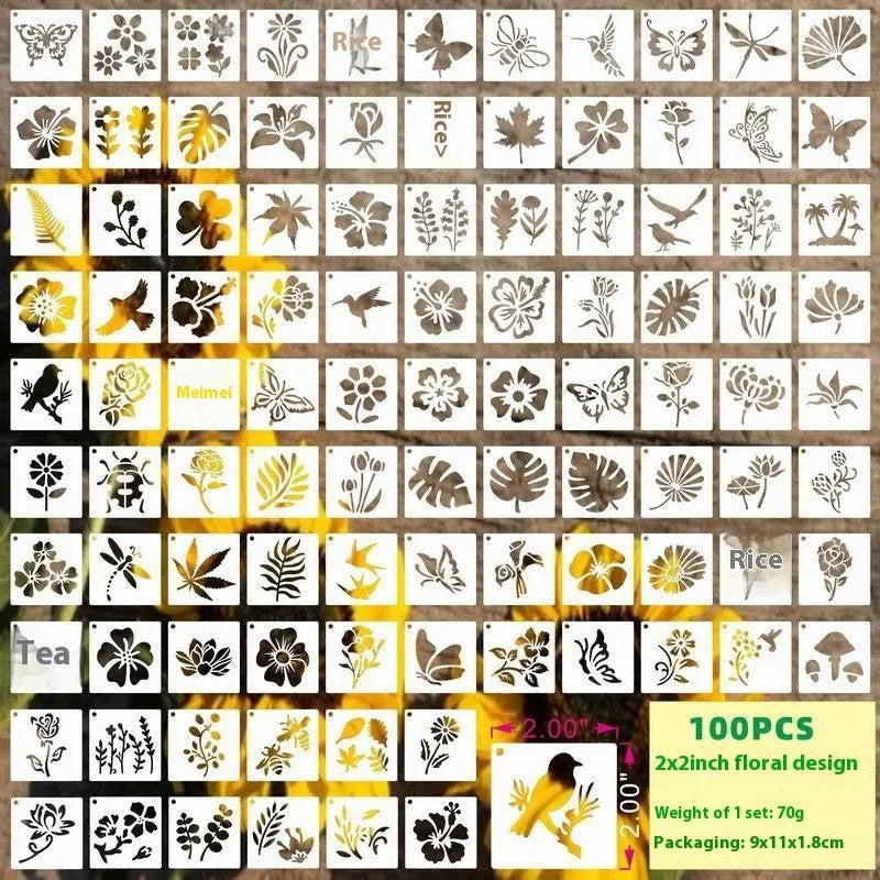 700 milky white PET film spray painting templates showing flower, animal, ocean, Hawaii, and letter designs