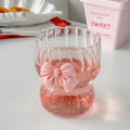 Pink bow borosilicate glass coffee cup, 350ml, 7.5cm diameter, 9cm height, cartoon pattern