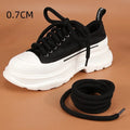 Solid colour round woven shoelaces for bread shoes showing 10mm diameter and length options