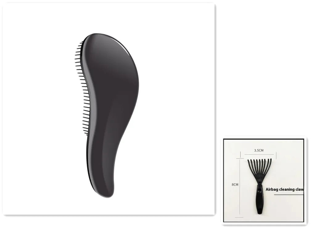 18cm plastic hair comb detangling anti-knot styling tool in black colour