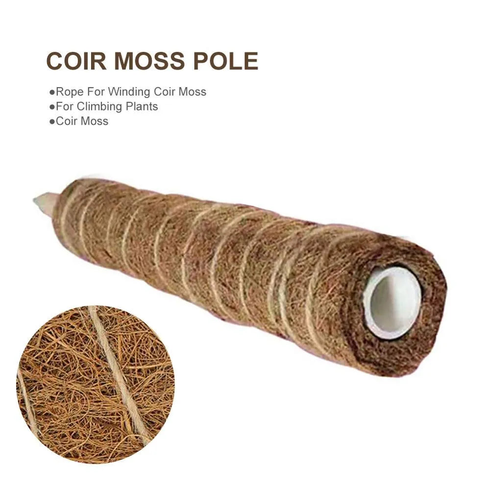 Green radish coconut palm stick totem pole made of natural coconut moss fibre with wooden support for indoor climbing plants