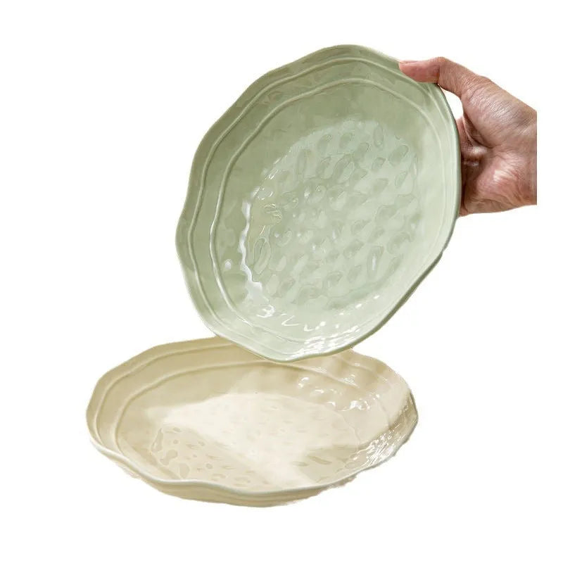 Seven-piece ceramic tableware set in solid colour with modern Japanese style design