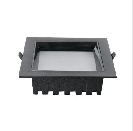 Ultra-thin square LED downlight in black finish with aluminium shell for ceiling grid installation