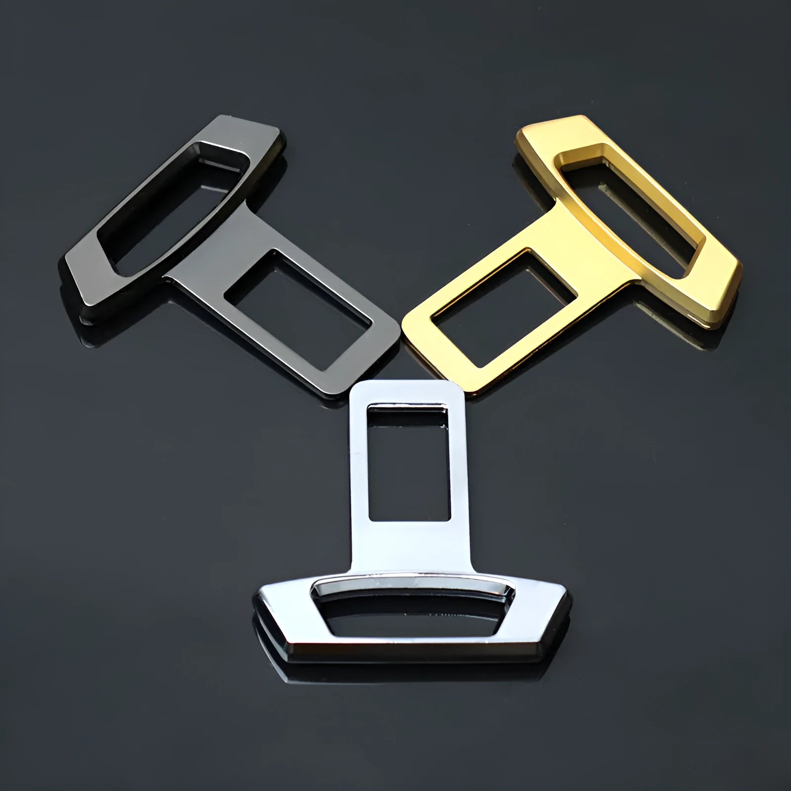 Metal car interior silencer insert showing matte black, gold and silver colour options