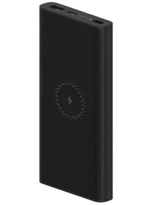 Black and white large capacity 10000 mAh power bank with USB Type-C port.