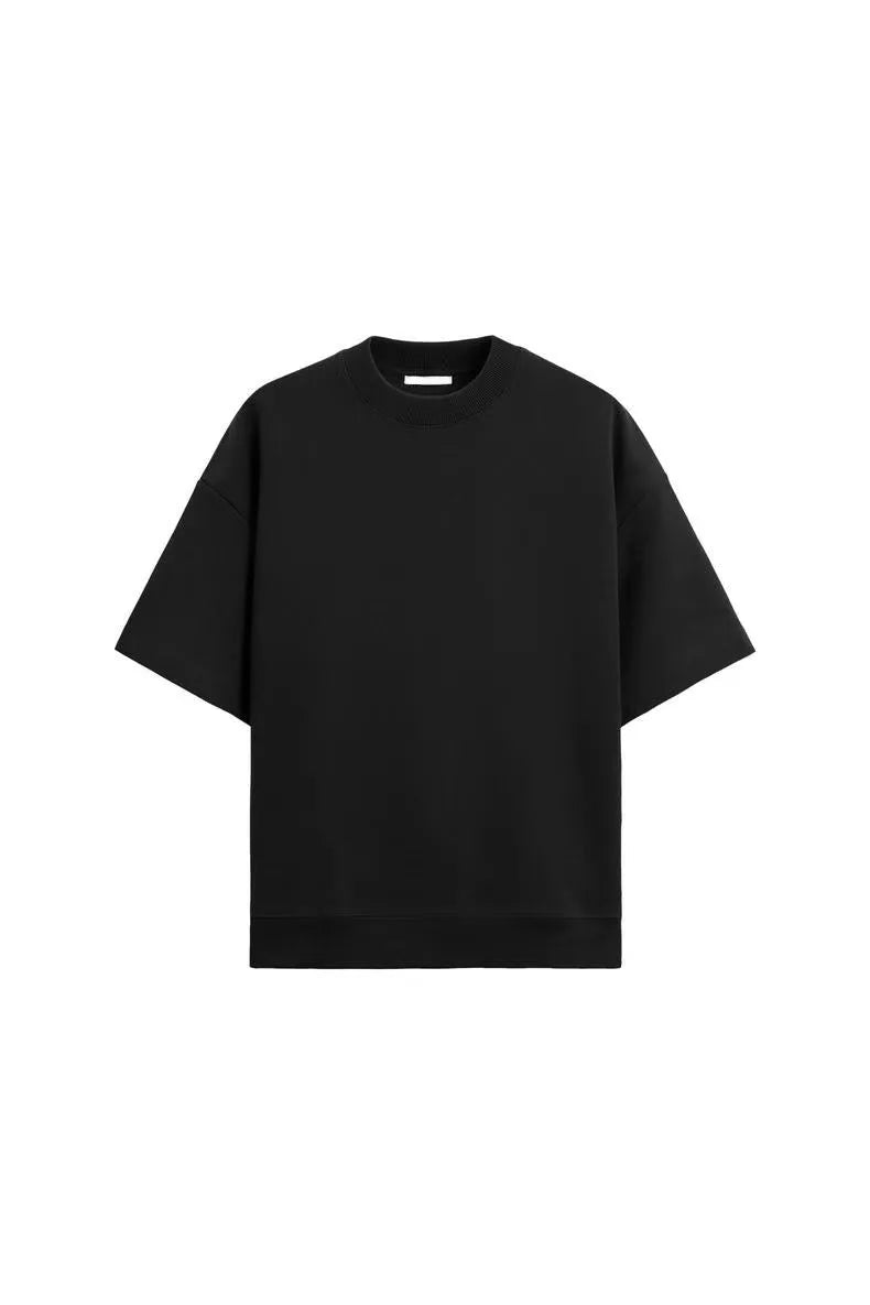 Double-sided loose short sleeve top and shorts set in urban style with round collar
