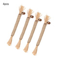 Pack of three natural silvervine chew sticks for cats with sisal rope and raffia texture