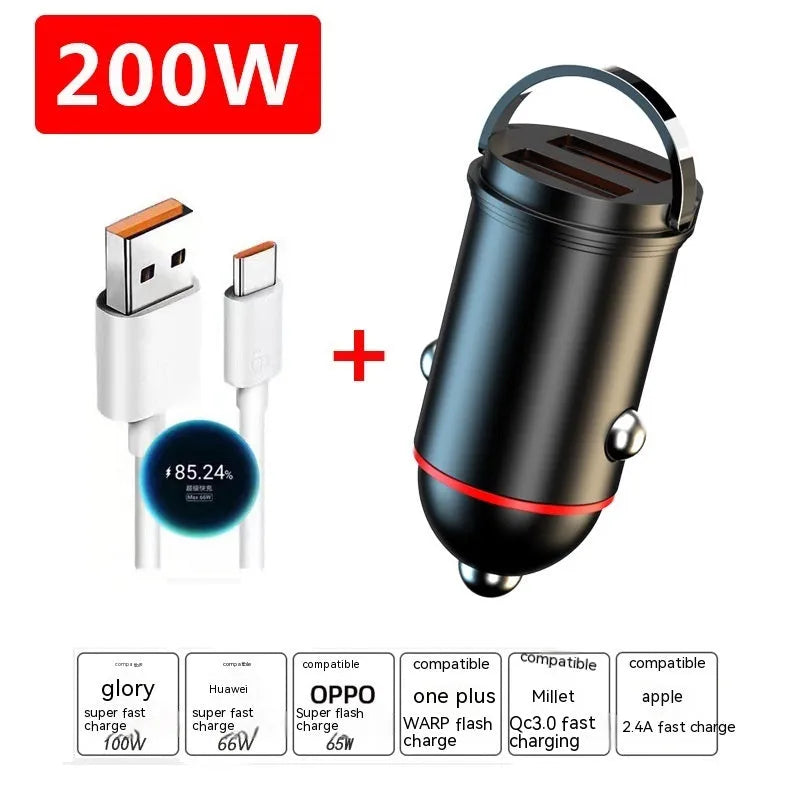 Black zinc alloy car charger with USB port for vehicle device charging