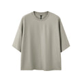 Men's sand grey loose fit short sleeve T-shirt with cotton-polyester quick-dry fabric