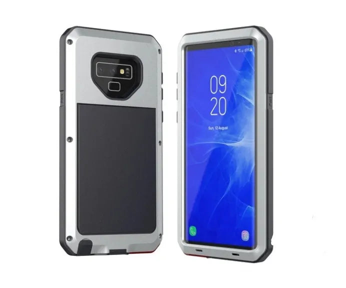 Samsung rugged phone case metal silicone all-inclusive for Note9 Note8 Note5 Note4 Note3 in black front view