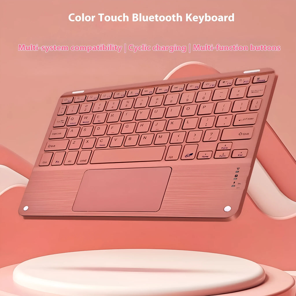 Square Hat Touch Bluetooth Wireless Charging Keyboard in full colour touch finish