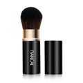 Single mini retractable makeup brush, 9cm aluminium tube, 2.3cm diameter, 3cm fibre wool bristles, black or red