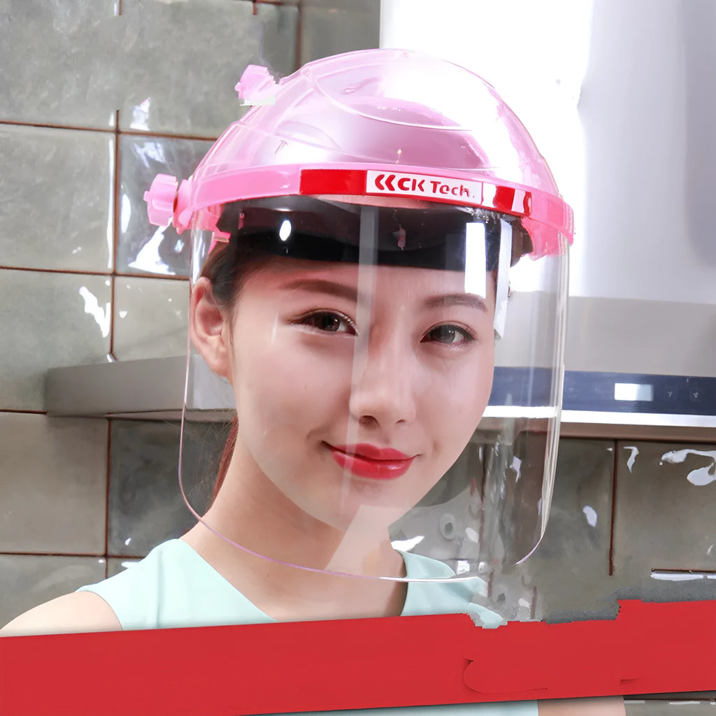 Heat-proof oil fume mask PC face shield in black, blue, orange, pink, or yellow for kitchen cooking
