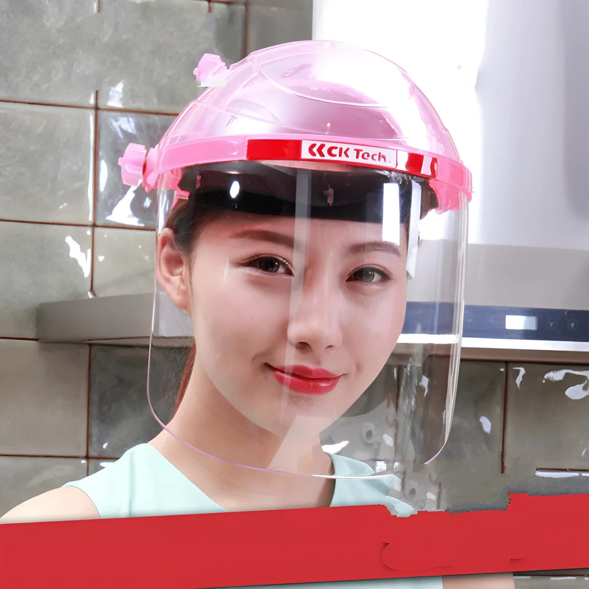 Heat-proof oil fume mask PC face shield in black, blue, orange, pink, or yellow for kitchen cooking