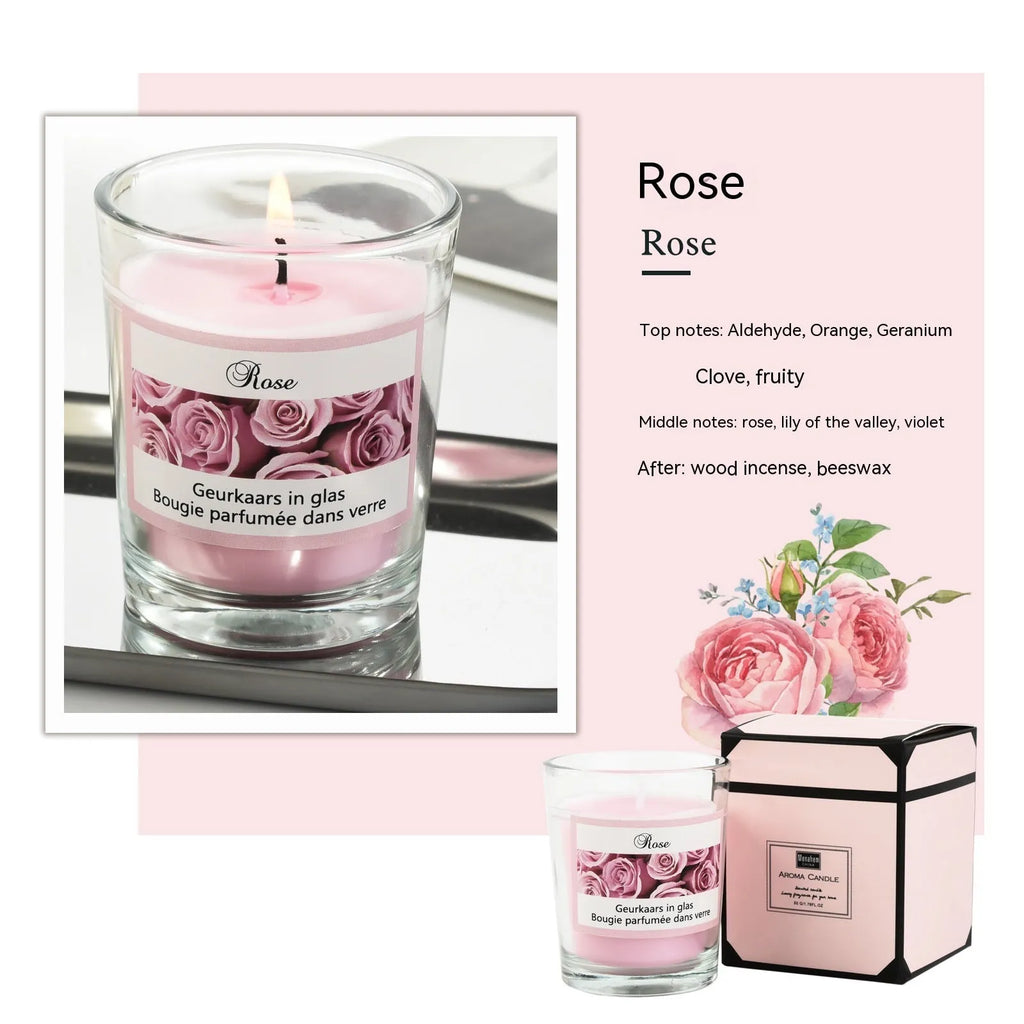 Plant wax and soy wax scented candle in a transparent glass cup, 5 x 6 cm, boxed pink or white