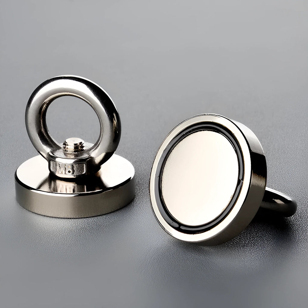 Round neodymium iron boron salvage magnet 60mm diameter 180kg pull with rope and ring