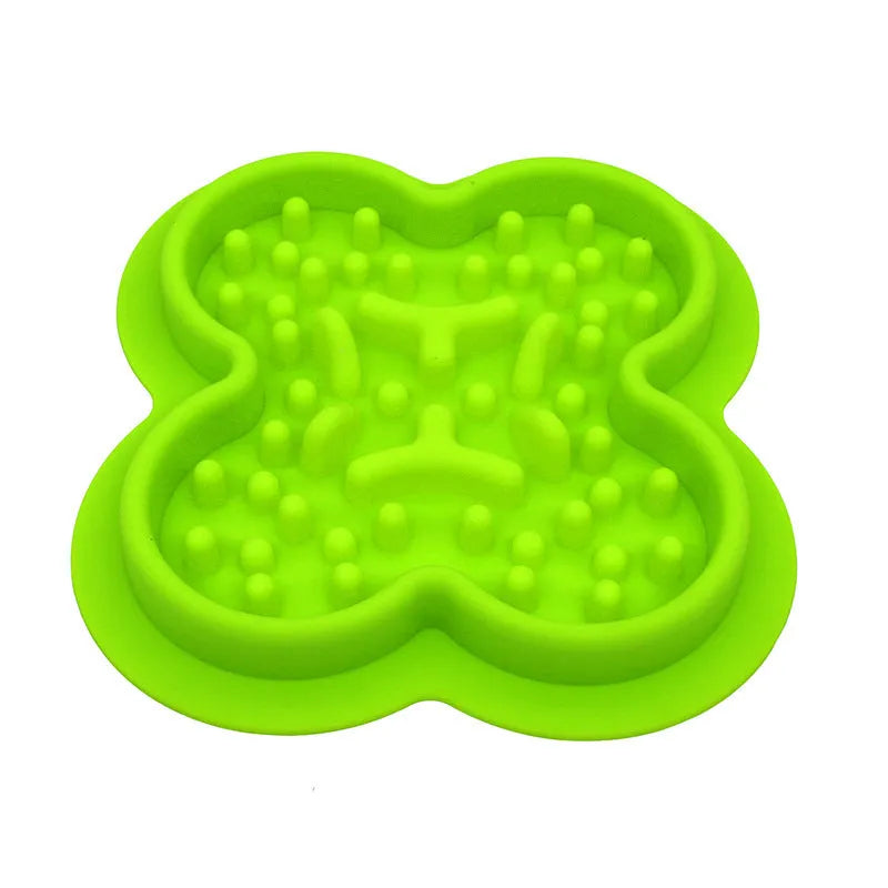 Silicone pet licking pad slow feeder mat with textured surface in assorted colours.