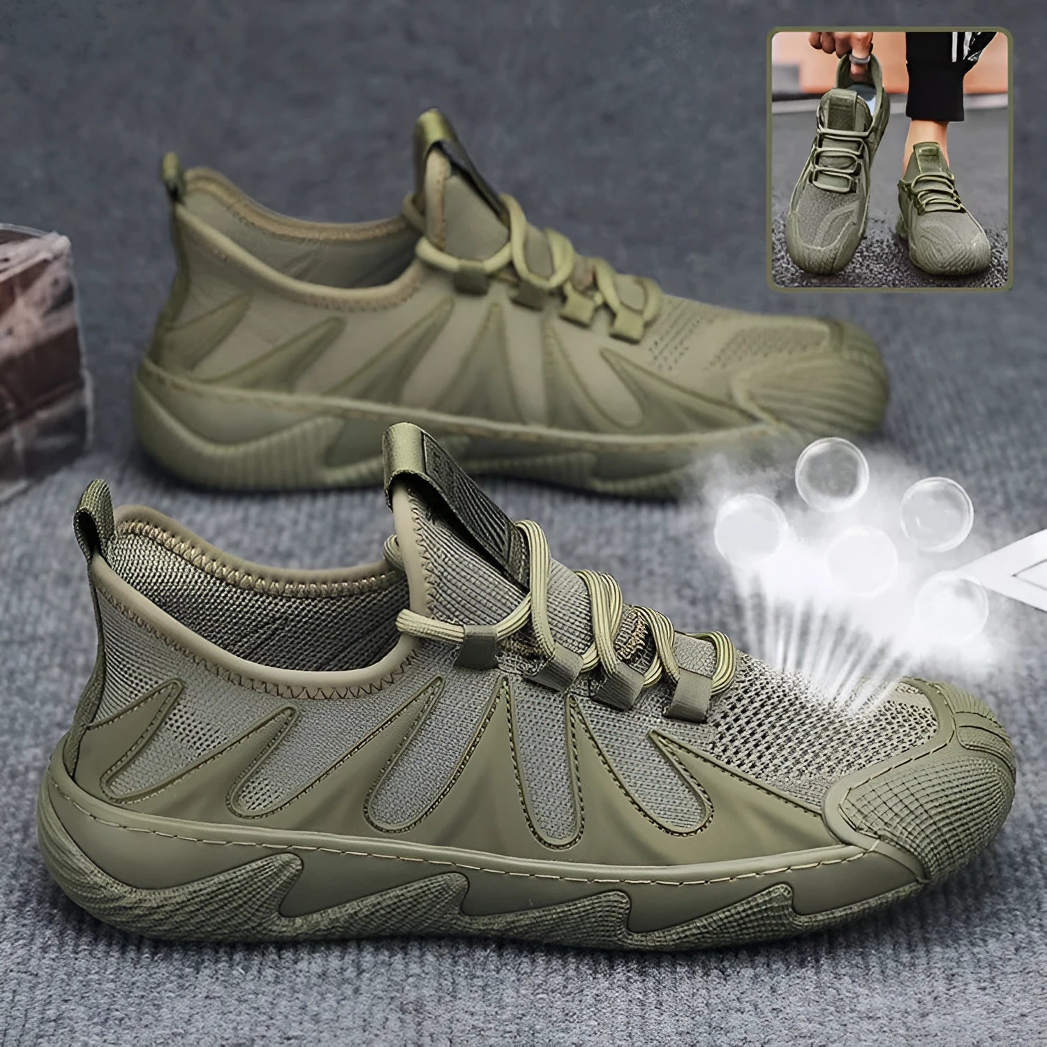 Breathable mesh sports shoes for men casual lace-up sneakers black non-slip Oxford sole