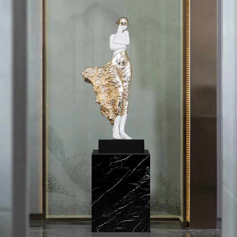 48cm modern sculptured character ornament in rose gold or silver colour on display surface