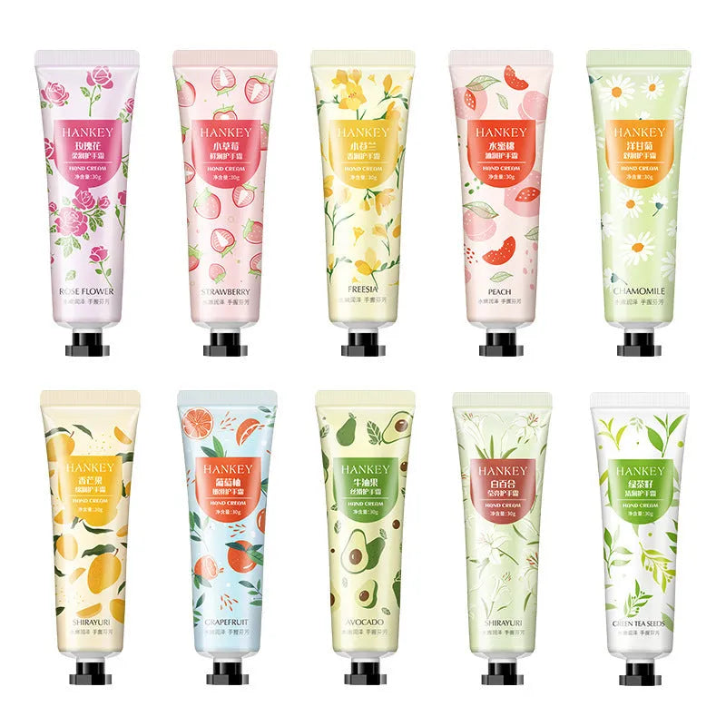 30g fruit hand cream tube for dry skin moisturisation in multiple scent options