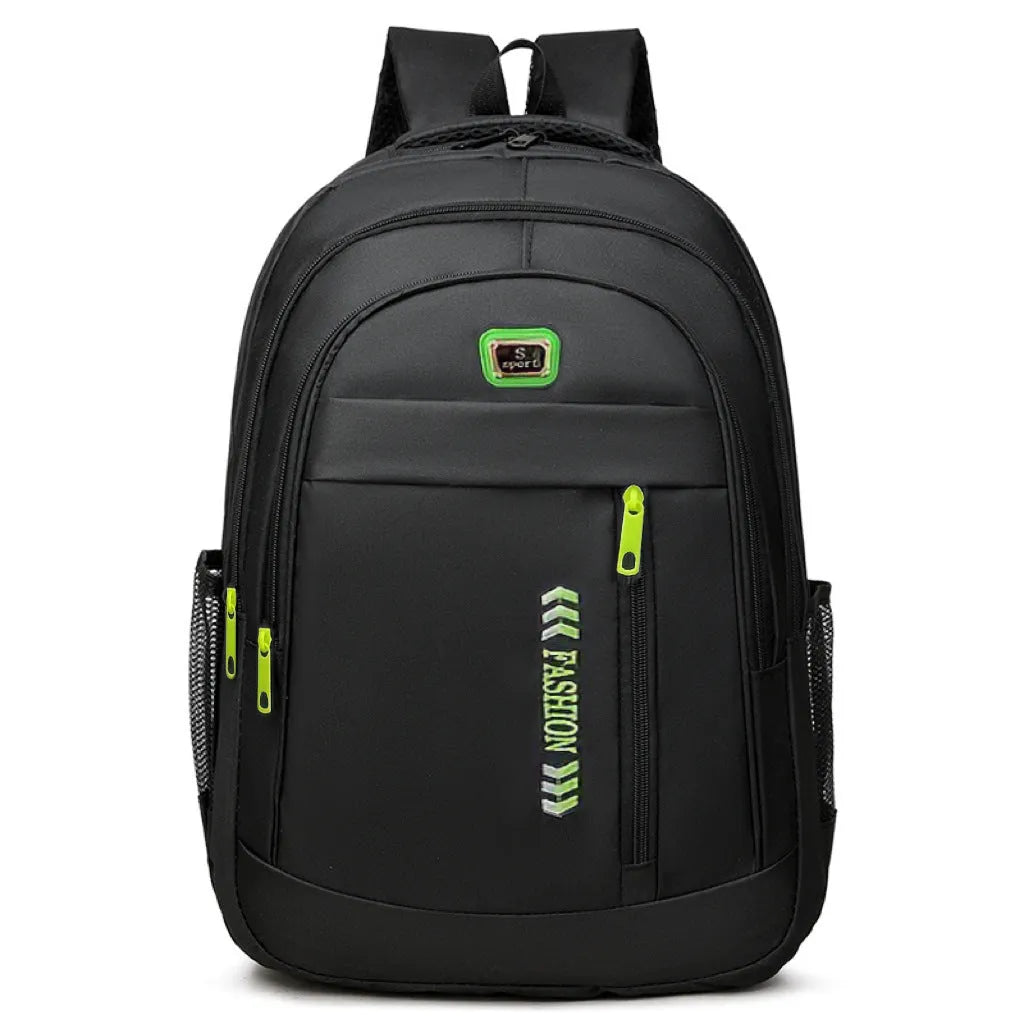 Oxford cloth capacity backpack with airpillow straps showing sewing line detailing in business travel setting