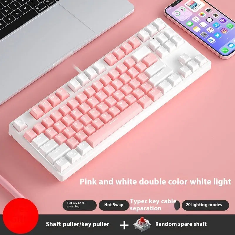 87-key mechanical gaming keyboard with dual-colour backlighting and metal chassis