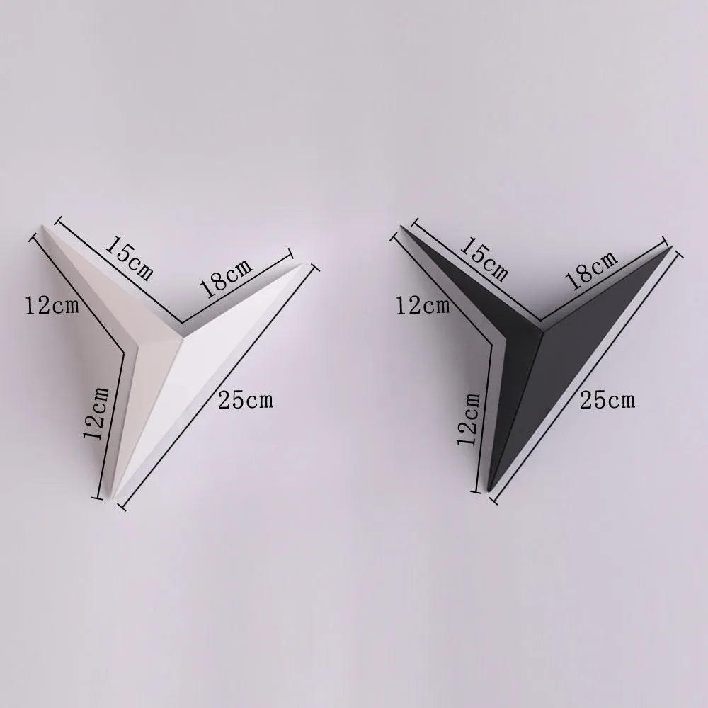 Creative wrought iron petal-shaped triangle wall lamp with LED light, black finish
